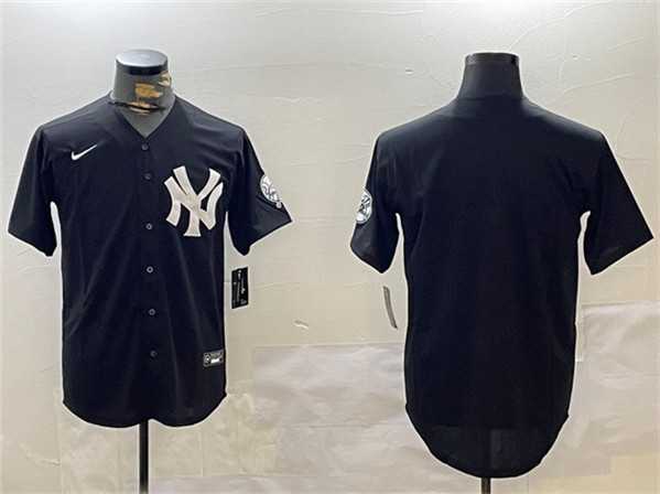 Mens New York Yankees Blank Black With Patch Cool Base Stitched Jersey